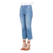 Lichtblauwe Cropped Jeans met Rafelrand Only , Blue , Dames