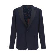 Klassieke Wollen Blazerjas met Revers PS By Paul Smith , Blue , Heren