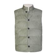 Omkeerbare Suède en Katoenen Gilet Eleventy , Green , Heren