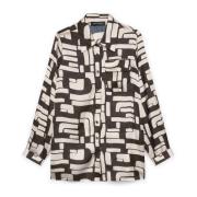 Shirt met zwart-witte print Fiorella Rubino , Black , Dames