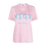 Roze & Paarse Katoenen T-Shirt Msgm , Pink , Dames