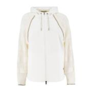 Gebreide Mouw Rits Hoodie Sweatshirt Panicale , Beige , Dames