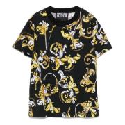 Zwart Goud Barocco T-Shirt Versace Jeans Couture , Multicolor , Dames