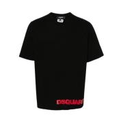 Zwart Logo Print T-Shirt Dsquared2 , Black , Heren