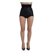 Gewatteerde High-Waist Zijden Shorts Zwart Dolce & Gabbana , Black , D...