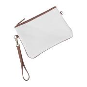 Katoen en Leren Clutch Tas Eleventy , White , Dames