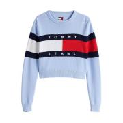 Color Block Trui Blauw Tommy Jeans , Blue , Dames