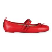 Leren balletflats met strik aan de voorkant Pinko , Red , Dames