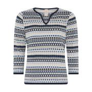 Gestippelde 3/4 Mouw Pullover Skovhuus , Blue , Dames