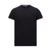 T-shirt met tricolour trim - Navy Moncler , Blue , Heren