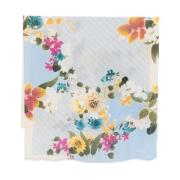 Blauwe sjaal met bloemenprint en rafelrand Liu Jo , Blue , Dames