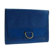 Pre-owned Leather clutches Louis Vuitton Vintage , Blue , Dames