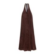 Velvet Rib Halter Jurk Alysi , Brown , Dames