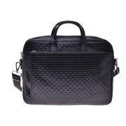 Crossbody bag in black woven print leather Baldinini , Black , Heren