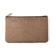 Bruine Platte Pouch met Ritssluiting Borbonese , Brown , Dames