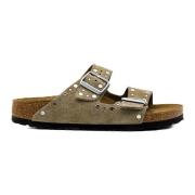 Beige Sandalen met Arizona Stud Rand Birkenstock , Beige , Dames