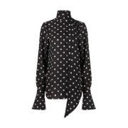 Polka Dot Crepe de Chine Shirt Nina Ricci , Black , Dames