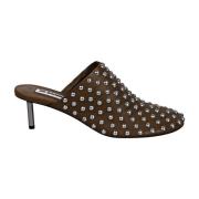 Stud-versierde metallic muiltjes Jil Sander , Green , Dames