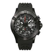 Pioneer Chrono Zwart Rubber Band Horloge Revue Thommen , Black , Heren