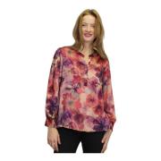 Bloemen Smock Blouse met V-Hals 2-Biz , Multicolor , Dames