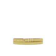 Smalle leren riem met gouden hardware Kazar , Yellow , Dames