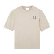 Katoenen Crew-neck T-shirt met Fox Patch Maison Kitsuné , Gray , Heren