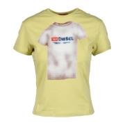 Katoen Elastaan T-shirt Diesel , Yellow , Dames