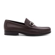 Gancini Detail Leren Loafer Salvatore Ferragamo , Brown , Heren