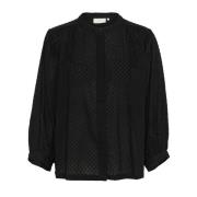 Zwart Diepe Blouse met Korte Mouwen Kaffe , Black , Dames