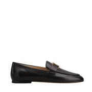 Zwarte leren mocassin met T-accessoire Tod's , Black , Dames