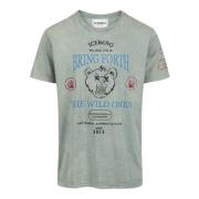 Regular-fit mintkleurig T-shirt in willekeurig gewassen katoen met max...