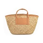 Strooien strandtas met polyurethaan Sundek , Beige , Dames