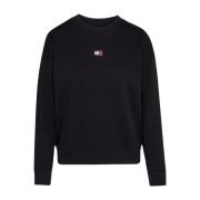 Logo Geborduurd Katoenen Sweatshirt Tommy Jeans , Black , Dames