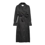 Klassieke Trenchcoat Jas Zwart Oester Kaffe , Black , Dames