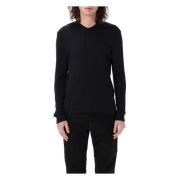 Zwart Geribbeld Henley T-Shirt Polo Tom Ford , Black , Heren