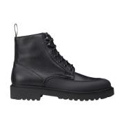 Heren tumbled leren veterschoen enkellaars | zwart Doucal's , Black , ...