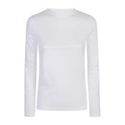 Lange Mouw Tencel Katoen T-Shirt Eleventy , White , Dames