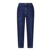 Denim Katoen Vermoeidheid Broek Eleventy , Blue , Dames