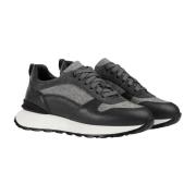 Dames leren en suède sneaker | leisteen grijs Doucal's , Gray , Dames