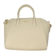 Metalen Logo Duffle Tas met Jacquard Riem Gaëlle Paris , Beige , Dames