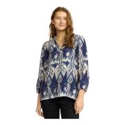 Blauwe Abstracte Print Blouse Vanja.Es25 2-Biz , Multicolor , Dames