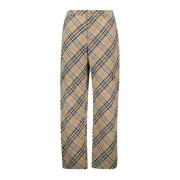 Geruite Rechte Broek Lente-Zomer 2025 Burberry , Beige , Heren