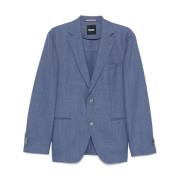 Blauwe Geknoopte Jas met Zakken Hugo Boss , Blue , Heren