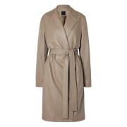 Nappa Leren Lange Jas - Taupe Joseph , Beige , Dames