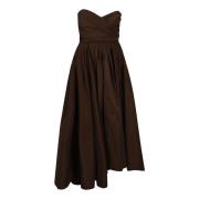 Geometrische Volumes Taffeta Jurk Pinko , Brown , Dames