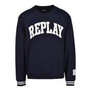 Katoenmix Stretchy Sweatshirt Replay , Blue , Heren