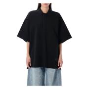 Zwart Gewassen Oversized Poloshirt Alexander Wang , Black , Dames