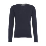 Blauwe Gebreide Trui Pullover Klassieke Ronde Hals Paolo Pecora , Blue...