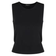 Brede Band Mouwloze Top Roberto Collina , Black , Dames