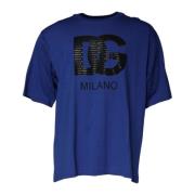 Blauw Katoenen Crew Neck T-shirt Dolce & Gabbana , Blue , Heren